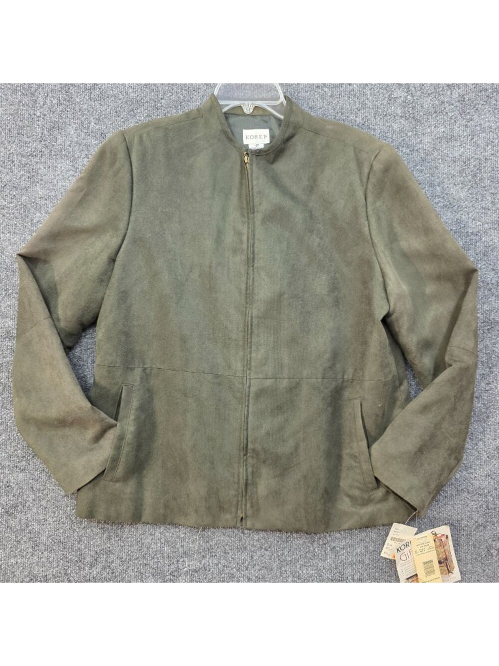 Vintage Koret Faux Suede Jacket 12 Olive Outerwear Minimalist Western Deadstock